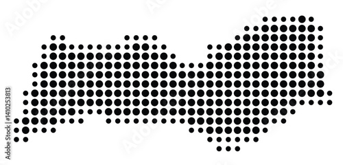 Symbol Map of the District Faro (Portugal) showing the territory with a pattern of black circles