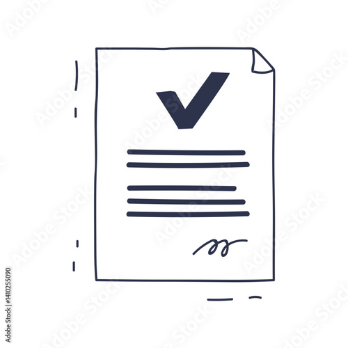 Illustration of a document with a checkmark, symbolizing form completion and approval.