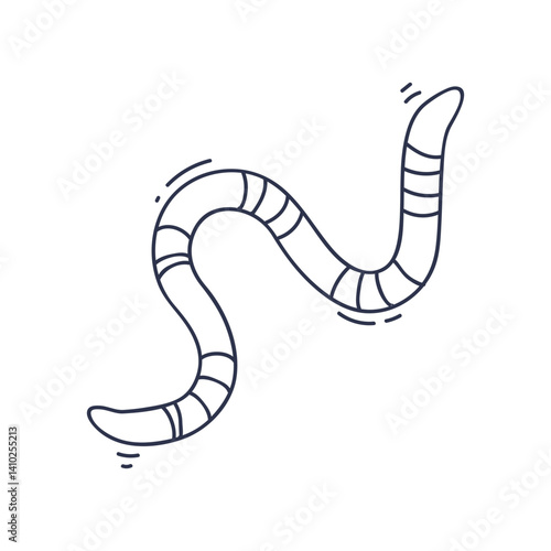 Simple line drawing of an earthworm, symbolizing soil health and decomposition.