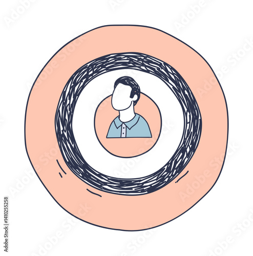 Illustration of a target with a person in the center, symbolizing audience focus.