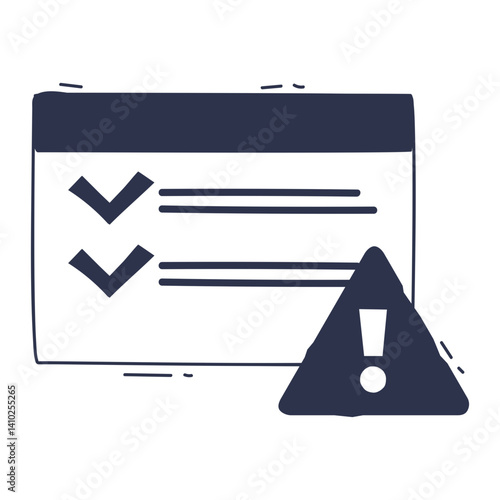 Checklist with warning symbol highlights error prevention.
