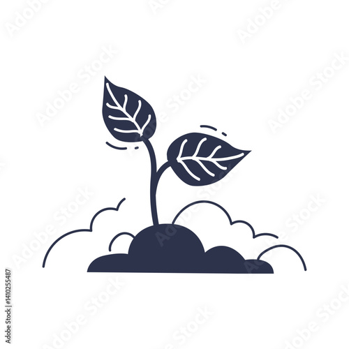 Illustration of a seedling sprouting from soil, symbolizing growth and new beginnings.