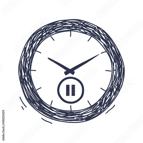 A clock with a pause button symbolizes taking a break or pausing time.