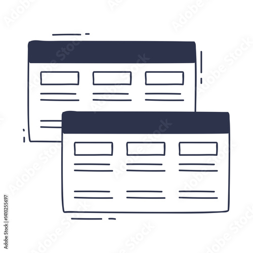 Illustration of two web pages with horizontal menus, symbolizing website navigation.