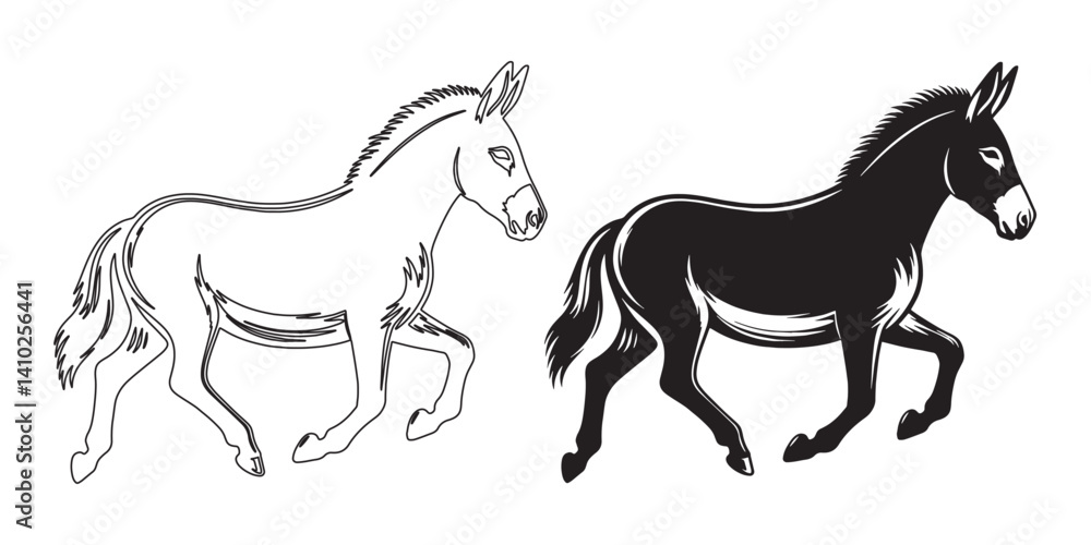 Donkey line art icon – simple, sleek vector illustration for farm and wildlife branding – donkey silhouette – donkey vector – donkey illustration – donkey outline – donkey icon – donkey line art
Donkey line art icon – simple, sleek vector illustration for farm and wildlife branding – donkey silhouette – donkey vector – donkey illustration – donkey outline – donkey icon – donkey line art