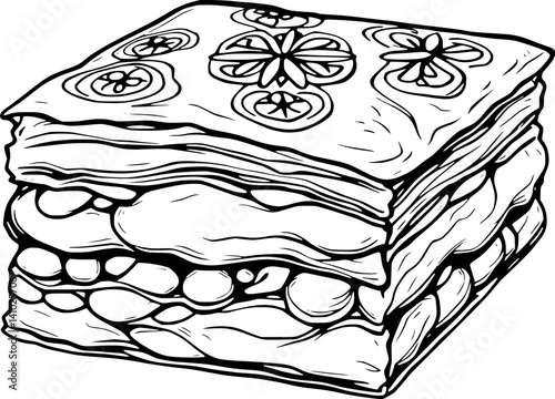 Delicious Layered Pastry Dessert Exquisitely Illustrated