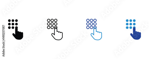 PIN number icons, press PIN number icons vector set isolated on white background.