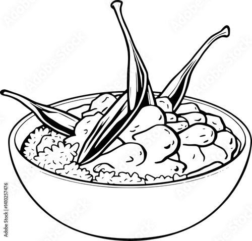 Delicious Bowl of Rice With Spicy Orange Curry and Garnish