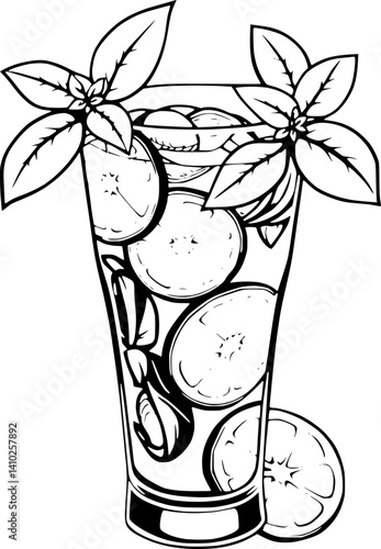 Refreshing Lime And Basil Drink In Tall Glass Perfect Summer Beverage