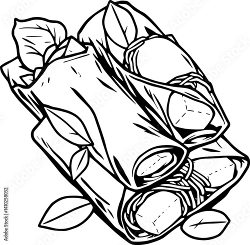 Wallpaper Mural Fresh Spring Rolls A Delicious Asian Culinary Delight Garnished With Vibrant Green Leaves Torontodigital.ca