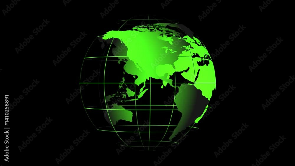 Globe planet earth rotating on dark black background. World map ...
