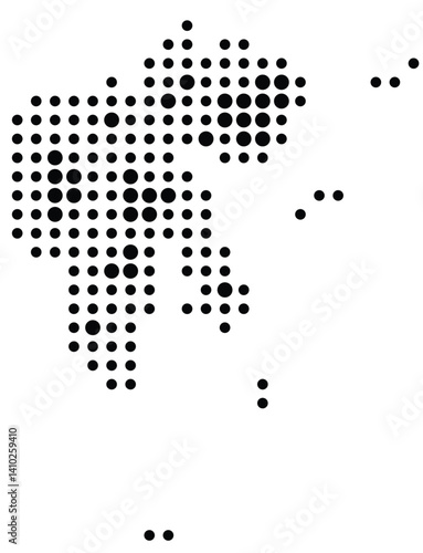 Symbol Map of the Territory Svalbard (Norway) showing the territory with a pattern of black circles