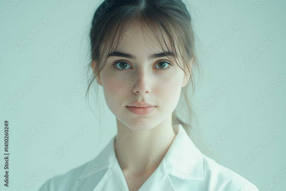 Beautiful nurse close-up, doctor and nurse portrait close-up