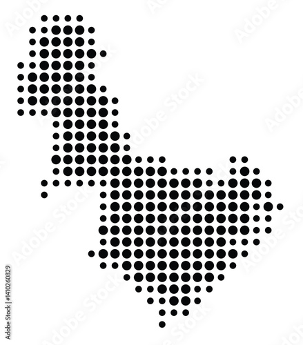 Symbol Map of the County Aust-Agder (Norway) showing the territory with a pattern of black circles