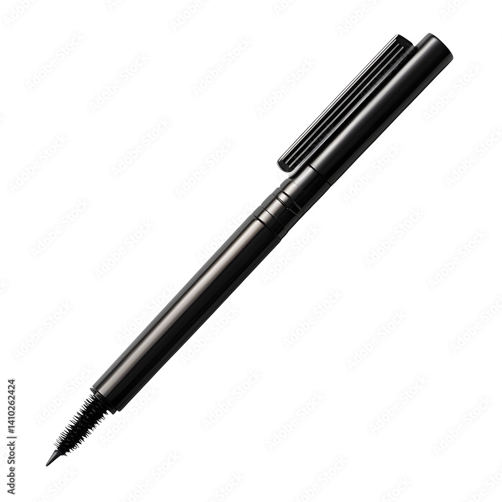Retractable eyebrow pencil with spoolie, dual-tip design, isolated on white Retractable eyebrow pencil with spoolie, dual-tip design, isolated on white