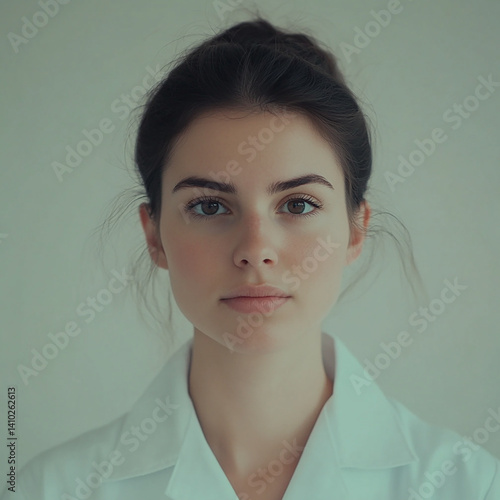 Obraz na płótnie Beautiful nurse close-up, doctor and nurse portrait close-up w salonie