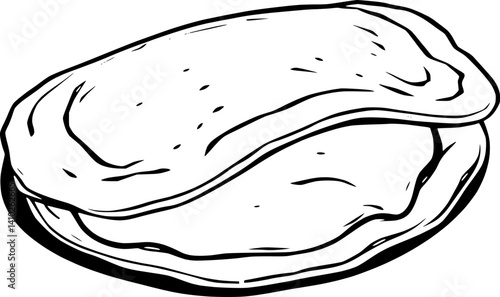 Delicious Flatbread Sandwich with Creamy Yellow Filling Hand-Drawn Style