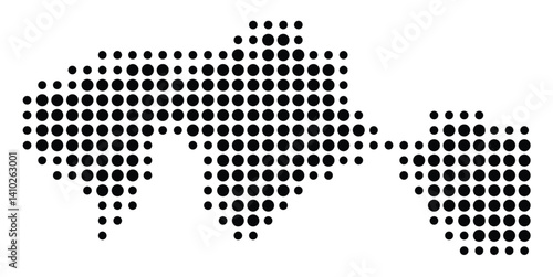 Symbol Map of the State Tabasco (Mexico) showing the territory with a pattern of black circles