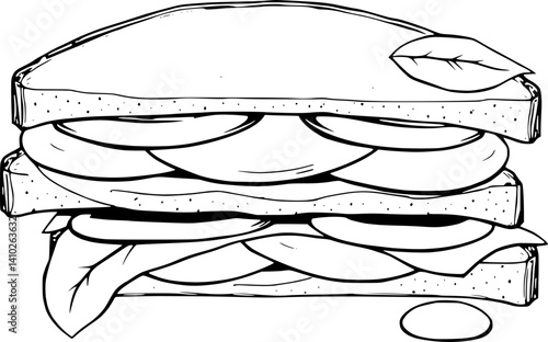 Delicious Caprese Sandwich Illustration Layers of Fresh Mozzarella Tomato and Basil