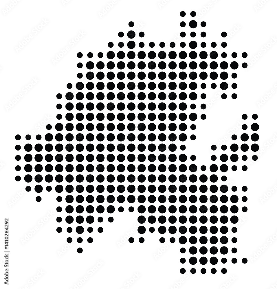 Symbol Map of the State Hidalgo (Mexico) showing the territory with a pattern of black circles