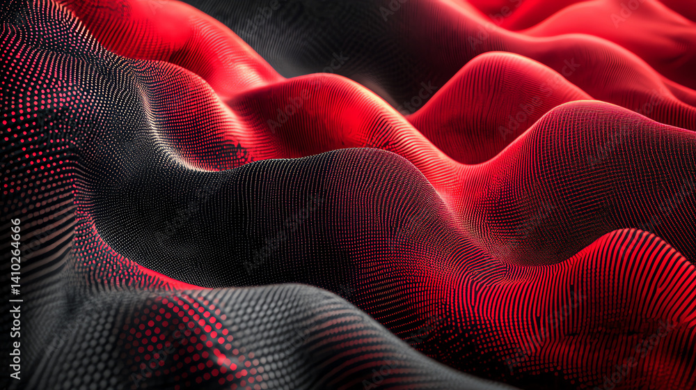 Naklejka premium Abstract digital noise with grainy red and black texture, blending retro-futuristic tech vibes. Perfect for glitch art, cyberpunk designs, and sci-fi backgrounds. High-quality, gritty, and dynamic