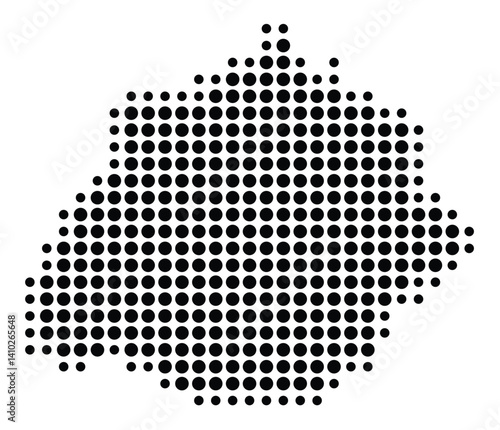 Symbol Map of the State Aguascalientes (Mexico) showing the territory with a pattern of black circles