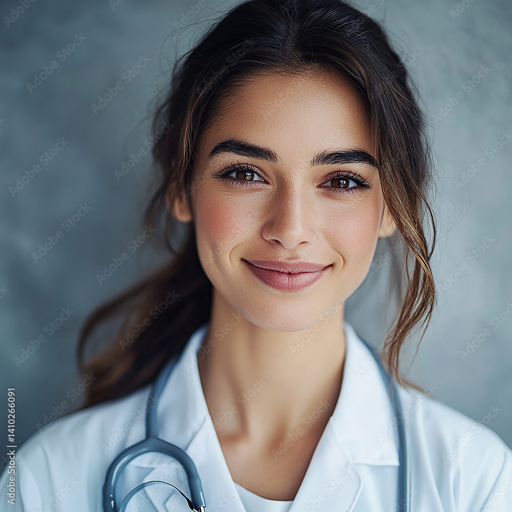 Beautiful nurse close-up, doctor and nurse portrait close-up