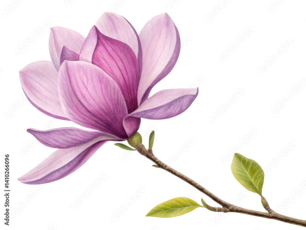 Fototapeta premium beautiful magnolia flower blooms gracefully with delicate pink and white petals showcasing its elegance and charm