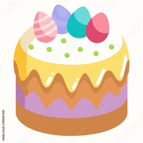 Easter Cake with decorative eggs and colorful icing