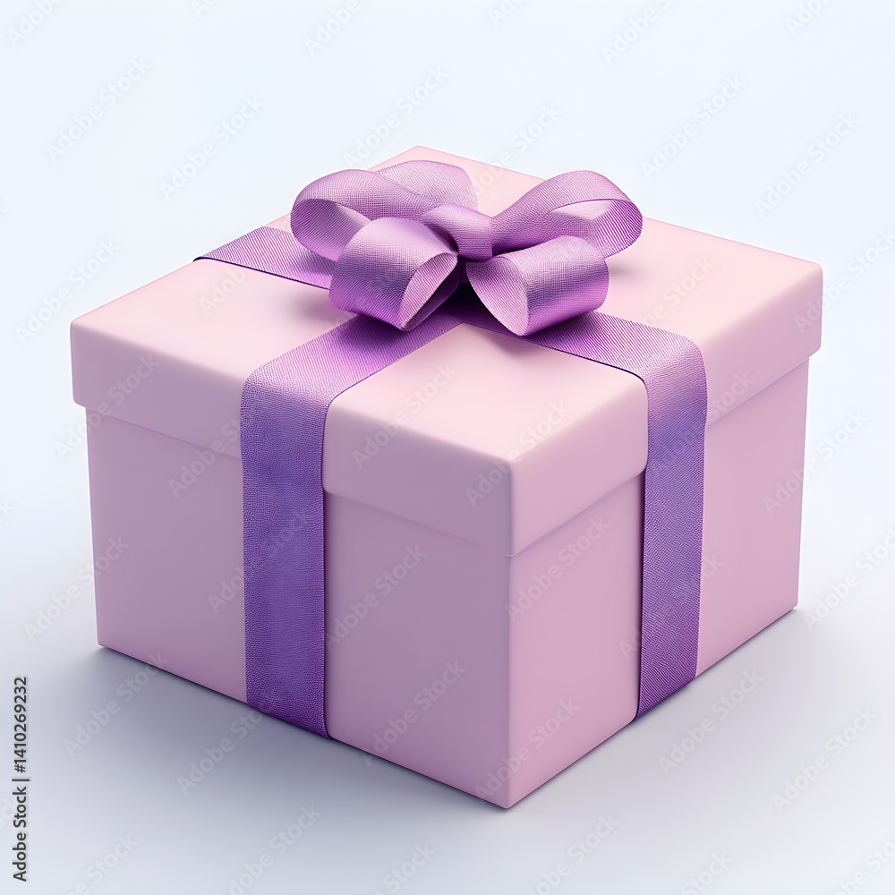 Purple gift box decorated with matching bow and ribbon
