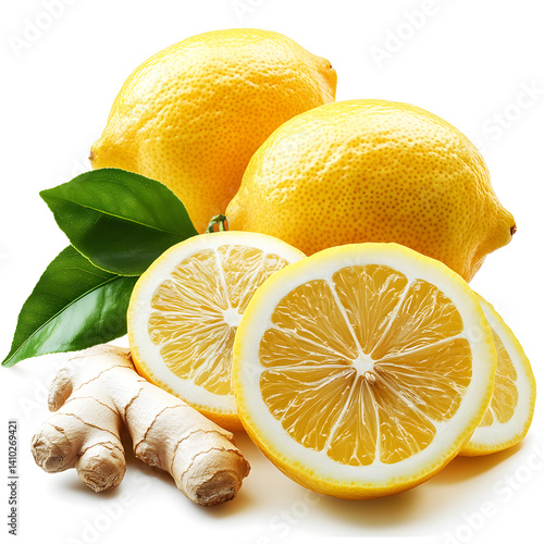 Obraz na płótnie Fresh lemons and ginger root showing healthy lifestyle w salonie