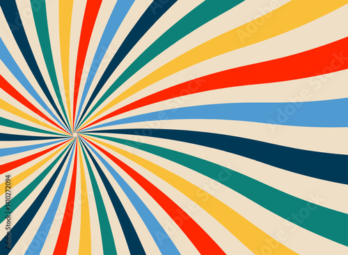 Retro radial sunburst background with vintage red and white spiral rays, grunge texture, perfect for circus, carnival, fair, or chapiteau-themed designs and nostalgic poster layouts