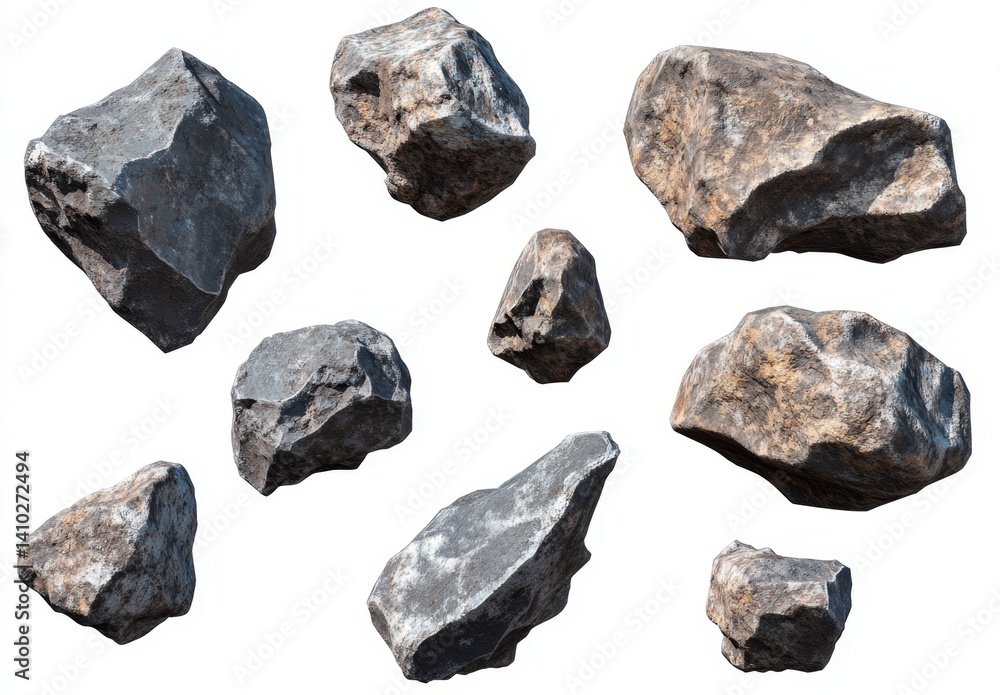 Assorted rocks on white background Assorted rocks on white background