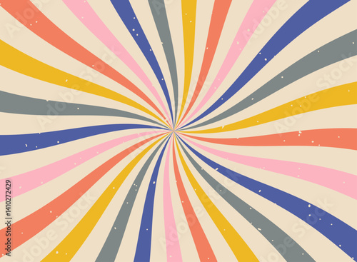 Lollipop vortex patterns intermixed with strawberry and circus elements.Ice cream and candy swirl background. Retro spiral design. 