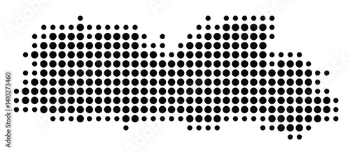 Symbol Map of the State Meghalaya (India) showing the territory with a pattern of black circles