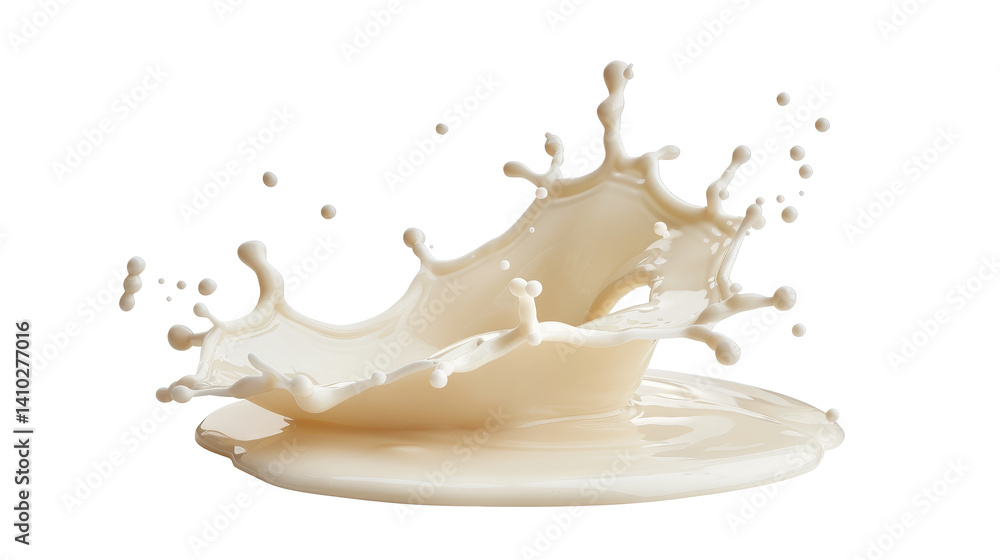 White cream or milk drop splash levitating on white background. Hygiene, skin care concept cut-out, clipping path, transparent