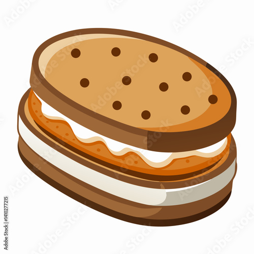 Isometric illustration of a sandwich icon, featuring layers of bread, lettuce, and other fillings in a 3D perspective.