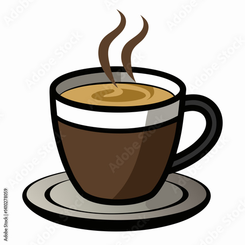 Coffee Cup with steam on a plate