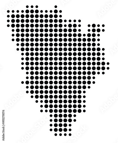 Symbol Map of the Departement Yvelines (France) showing the territory with a pattern of black circles