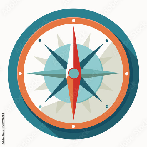 Compass icon in flat design with vibrant colors