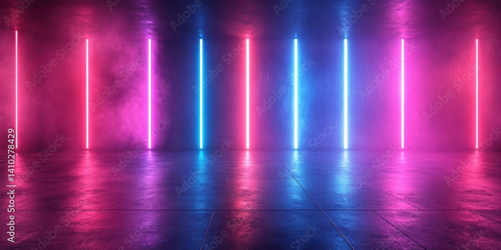 Colorful neon lights create a vibrant atmosphere in a contemporary indoor space during an evening event Colorful neon lights create a vibrant atmosphere in a contemporary indoor space during an evening event