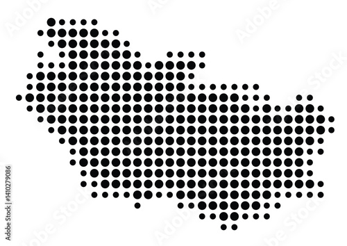 Symbol Map of the Departement Somme (France) showing the territory with a pattern of black circles