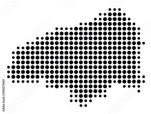 Symbol Map of the Departement Seine-Maritime (France) showing the territory with a pattern of black circles