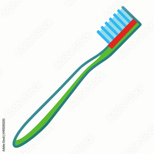Toothbrush icon with blue bristles and green handle