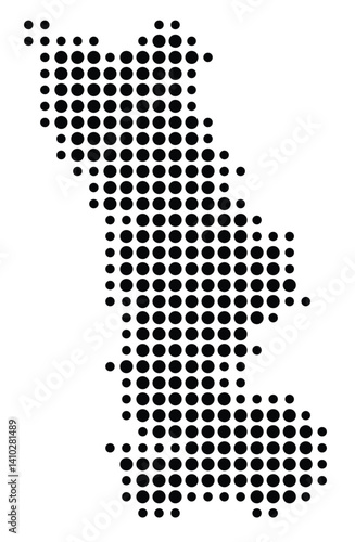 Symbol Map of the Departement Manche (France) showing the territory with a pattern of black circles