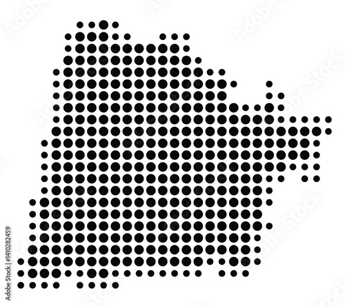 Symbol Map of the Departement Landes (France) showing the territory with a pattern of black circles