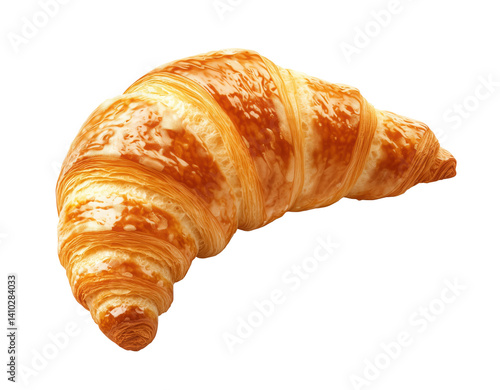 Delicious golden brown croissant isolated on transparent background