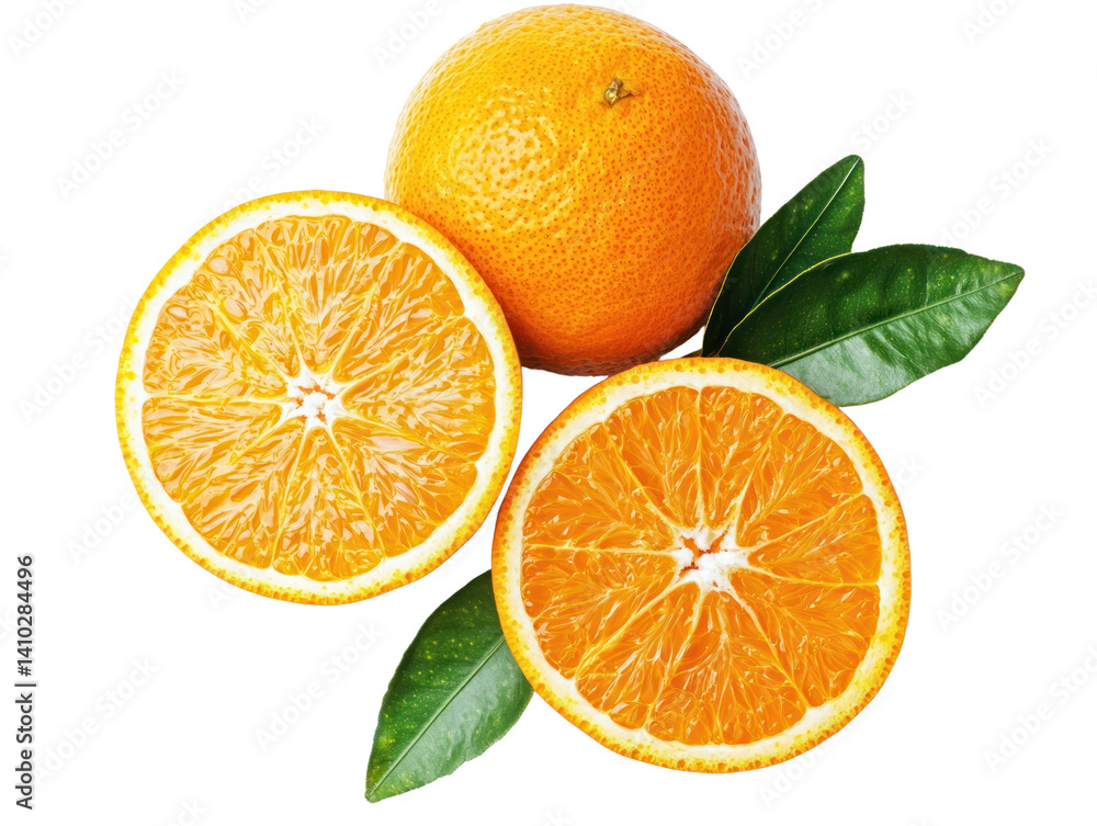 Fresh orange slices with cutout background bright kitchen environment high-quality image Fresh orange slices with cutout background bright kitchen environment high-quality image