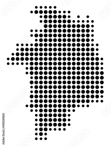Symbol Map of the Departement Cher (France) showing the territory with a pattern of black circles