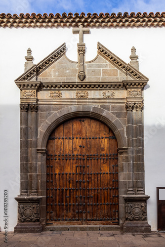 Door of Church of Our Lady of Sorrows in San Cristobal de la Laguna, Santa Cruz de Tenerife, Spain